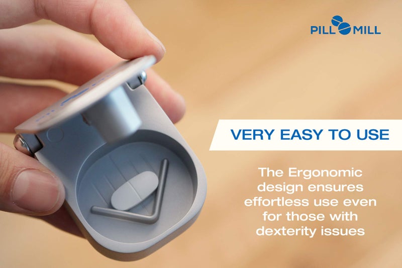 Pill Mill Pill Cutter Splitter with Pill Box by Pill Mill - Blade That Will Never Dull - Grip Handle Cuts Small or Large Pills with Ease - Light and Durable Tablet Divider - Perfect Medicine Slicer for Travel - Image 4