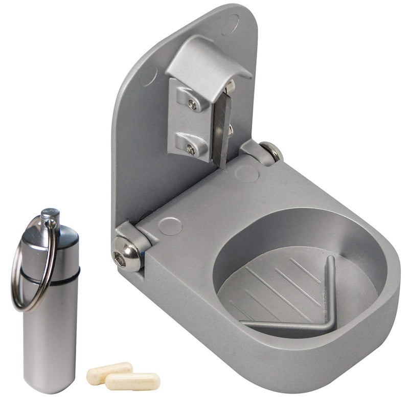 Pill Mill Pill Cutter Splitter with Pill Box by Pill Mill - Blade That Will Never Dull - Grip Handle Cuts Small or Large Pills with Ease - Light and Durable Tablet Divider - Perfect Medicine Slicer for Travel - Image 1
