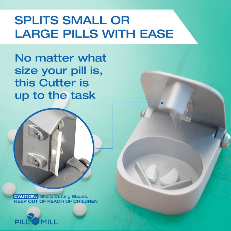 Pill Mill Pill Cutter Splitter with Pill Box by Pill Mill - Blade That Will Never Dull - Grip Handle Cuts Small or Large Pills with Ease - Light and Durable Tablet Divider - Perfect Medicine Slicer for Travel - Image 5