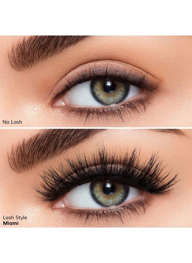 Lilly Lashes - Miami 3D Mink Lashes - False Eyelashes Natural Look - Mink Eyelashes for Wispy Lashes Natural Look - Reusable Fake Eyelashes up to 25 Wears - Volume and Fluffy Eyelashes for Wispy Eyelash - Image 1