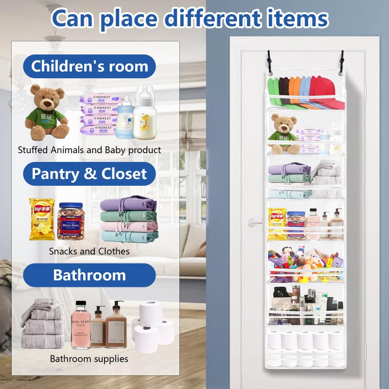 TOREAD 7-layer large capacity Hat Organizer, Hat Rack for Door With Dust Cover, Adjustable Hooks, And Transparent Visible Over The Door Hat Rack, Ideal for Home Organizatio - Image 3