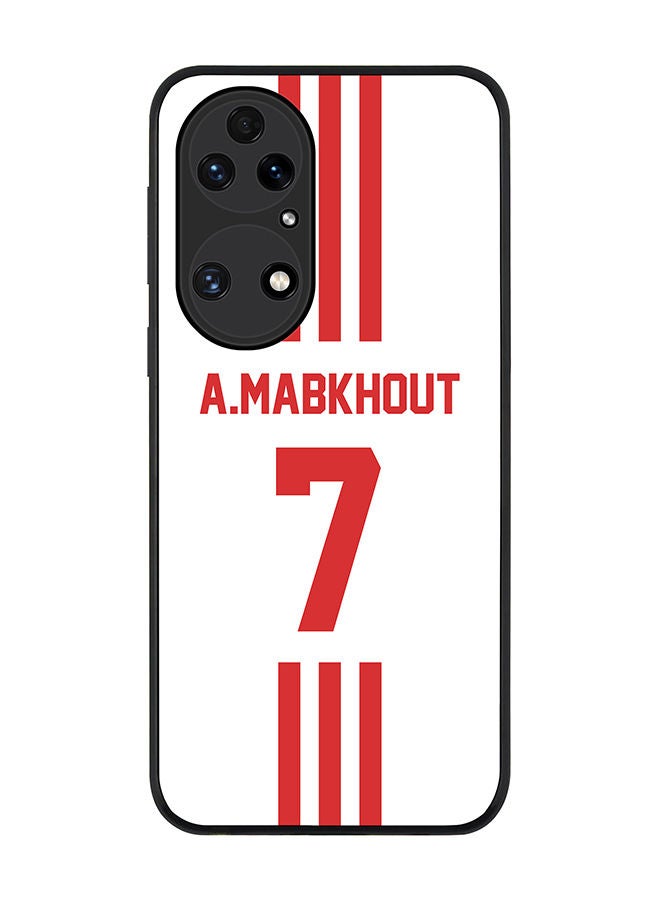 Stylizedd Rugged Black edge case for Huawei P50 Slim fit Soft Case Flexible Rubber Edges Anti Drop TPU Gel Thin Cover - Football Team - UAE Player Name - A.Mabkhout - Image 1