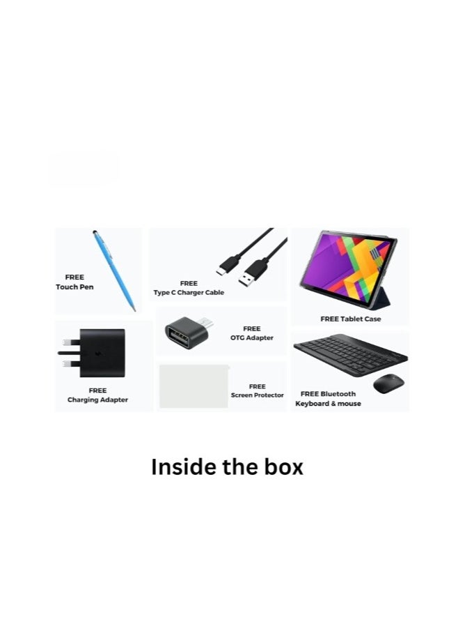 REBENUO - TAB 11 Pro Tablet 10.1 Inch IPS LCD/8GB RAM + 512 GB ROM/5G Network/6000 mAh/8MP Front + 13MP Rear Camera/Octa Core 1.3GHz/Android 13/Includes Keyboard Touch Pen Mouse (Gray) - Image 1
