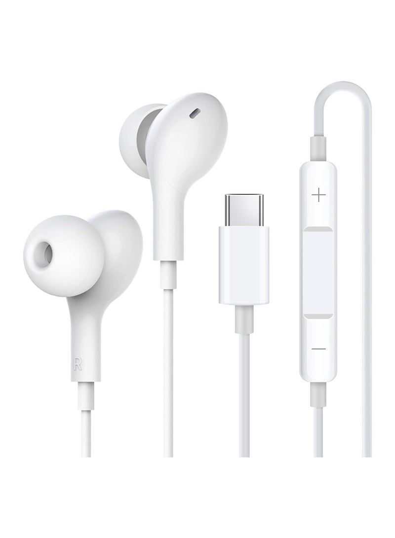 Captaintech USB-C In-Ear Headphones with Mic, HiFi Stereo Noise Cancelling Wired Earbuds, Volume Control, Compatible with iPhone 15 Plus, Samsung S24/S23/S21 - Wired Type C Earphones. - Image 1