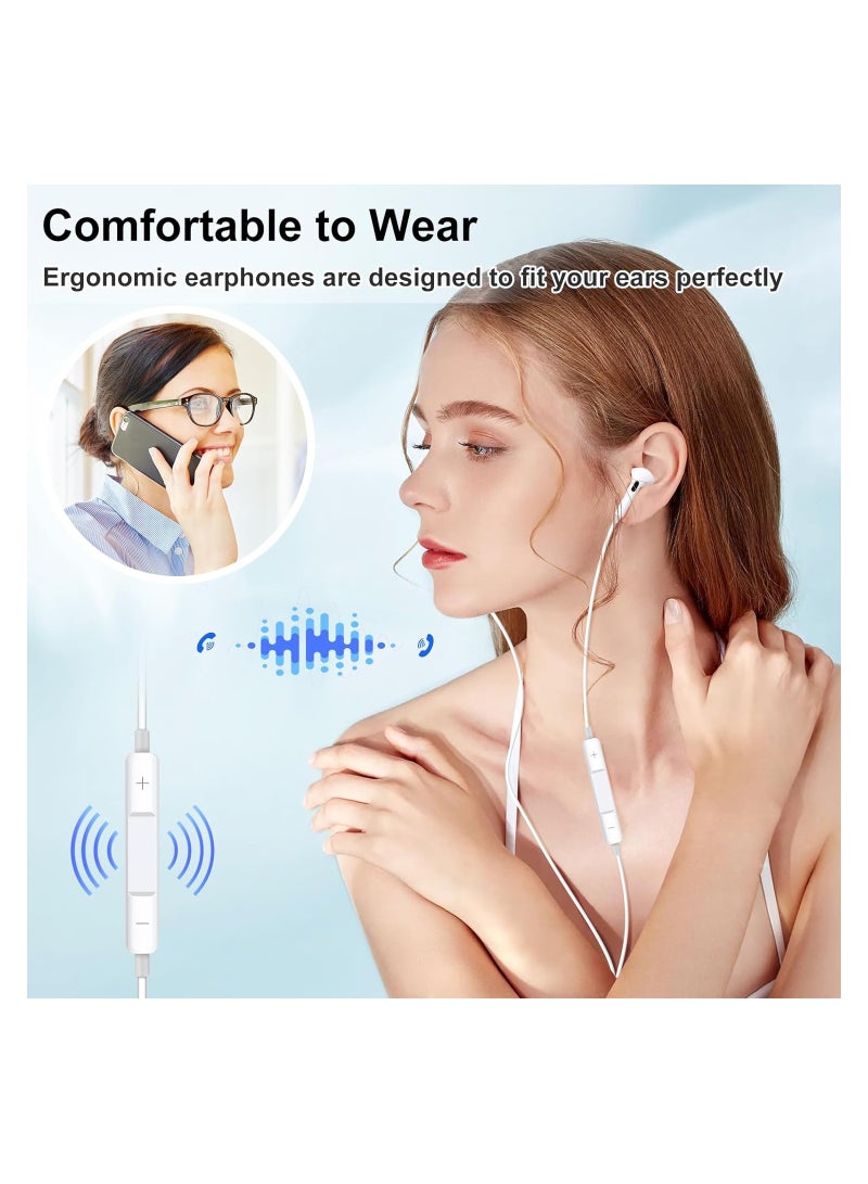 Captaintech USB-C In-Ear Headphones with Mic, HiFi Stereo Noise Cancelling Wired Earbuds, Volume Control, Compatible with iPhone 15 Plus, Samsung S24/S23/S21 - Wired Type C Earphones. - Image 2