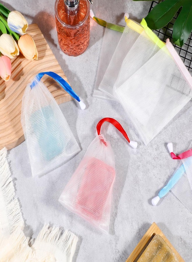 mekueeex 200 Pcs Soap Bag Handmade Bubble Mesh Bags Exfoliating Soap Pouch with Drawstring for Foaming and Drying Soft for Shower Body Facial Cleaning Tool Easy to Bubble and Store - Image 5