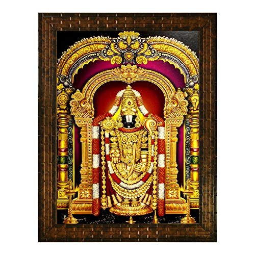 Indianara Tirupati Balaji Painting -Synthetic Wood, 27x30.5x1cm, Multicolour - Image 1