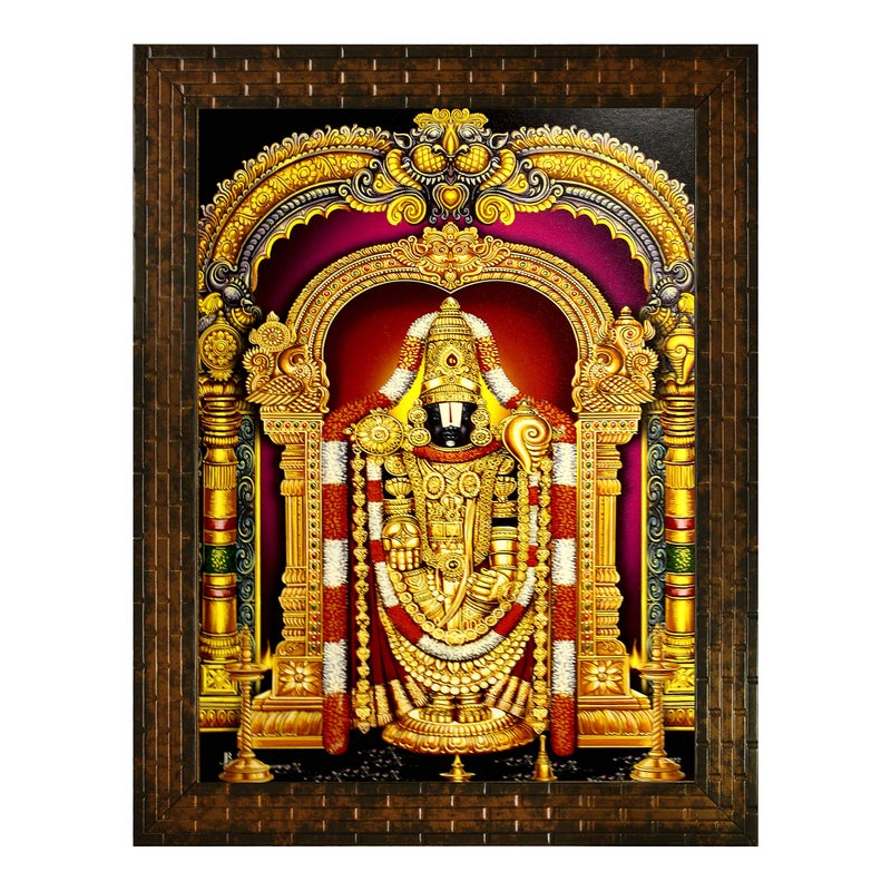 Indianara Tirupati Balaji Painting -Synthetic Wood, 27x30.5x1cm, Multicolour - Image 5