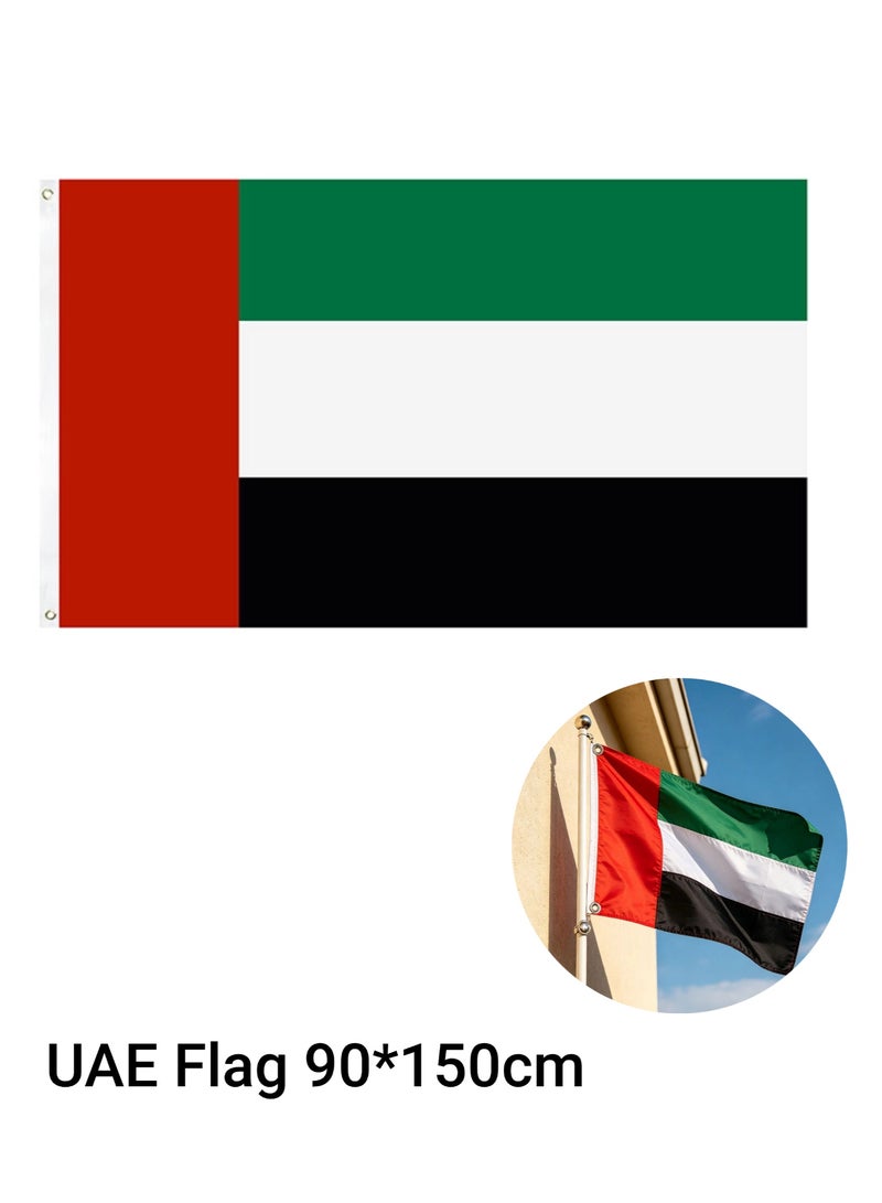 UAE Flag 90x150cm Outdoor National Flag with Grommets, Durable Polyester United Arab Emirates Flag for Home, Garden, Events & National Day - Image 1