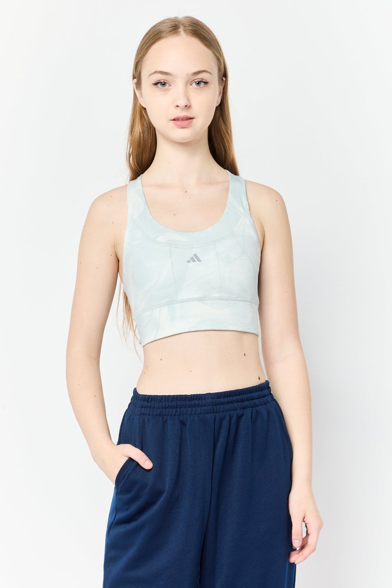 Adidas حمالة صدر رياضية مبطنة للنساء، أخضر مريمي - Image 1
