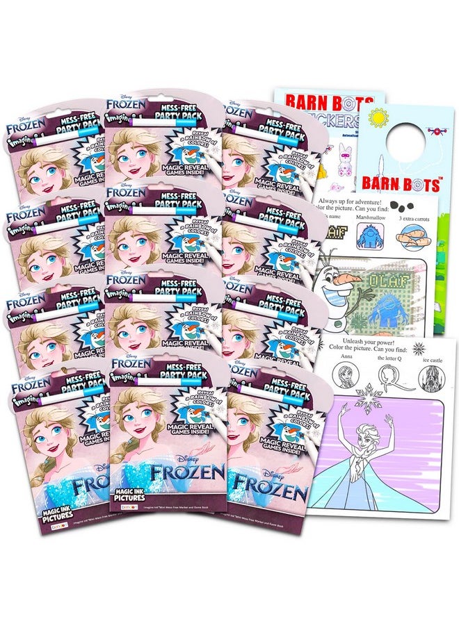 Bendon - Disney Frozen Imagine Ink Coloring Book Set For Kids 12 Pack Nomess Magic Ink Coloring Books Featuring Frozen Elsa And Anna With Barn Bots Stickers And Door Hanger (Frozen Party Favors Bundle) - Image 1