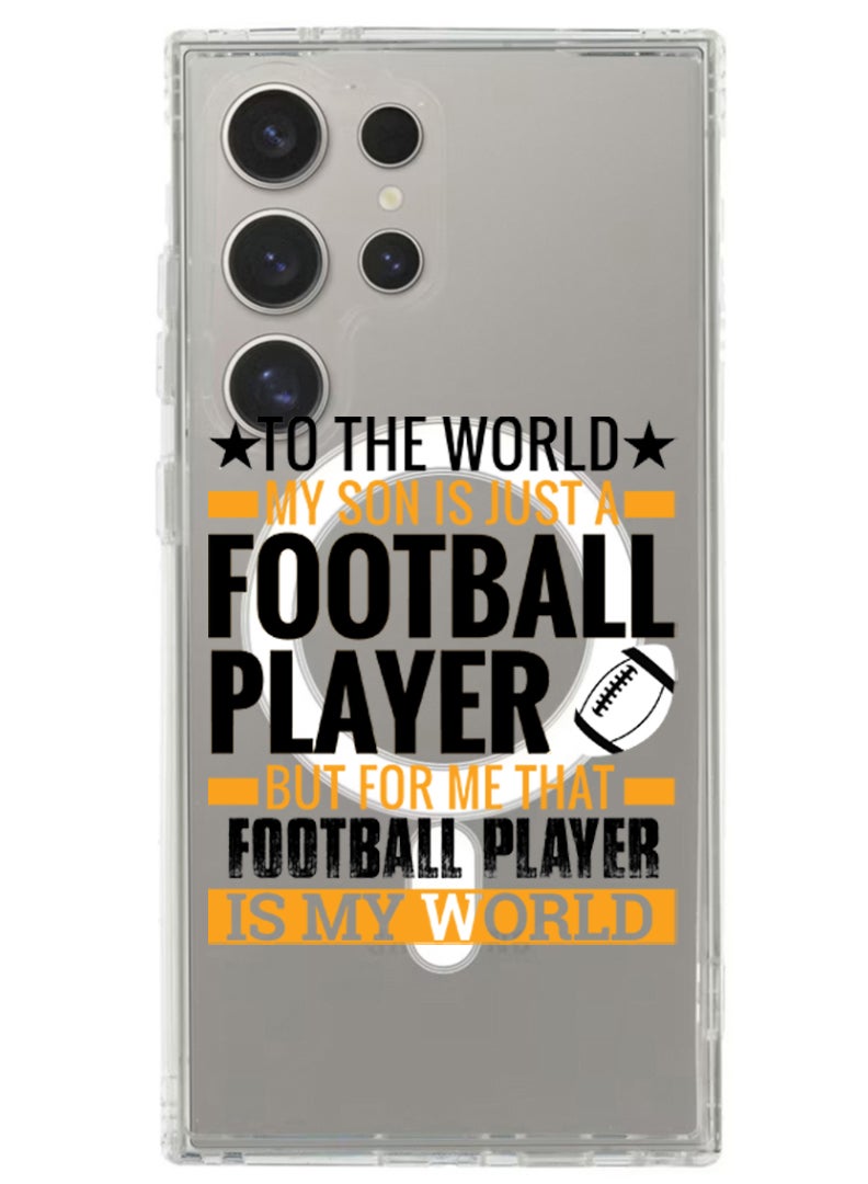 Theodor Magnetic Case for Samsung Galaxy S24 Ultra 6.8-inch Compatible with MagSafe Wireless Charging, Shockproof Phone Bumper Cover Football player Black - Image 1