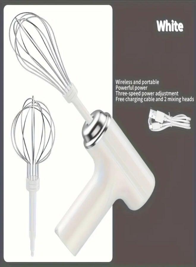 ارواق مضرب بيض كهربائي محمول - USB، لاسلكي، محمول، خفيف الوزن، سهل الاستخدام لخبز الكيك والمافن - مثالي للخبازين المنزليين والمحترفين - أبيض - Image 1