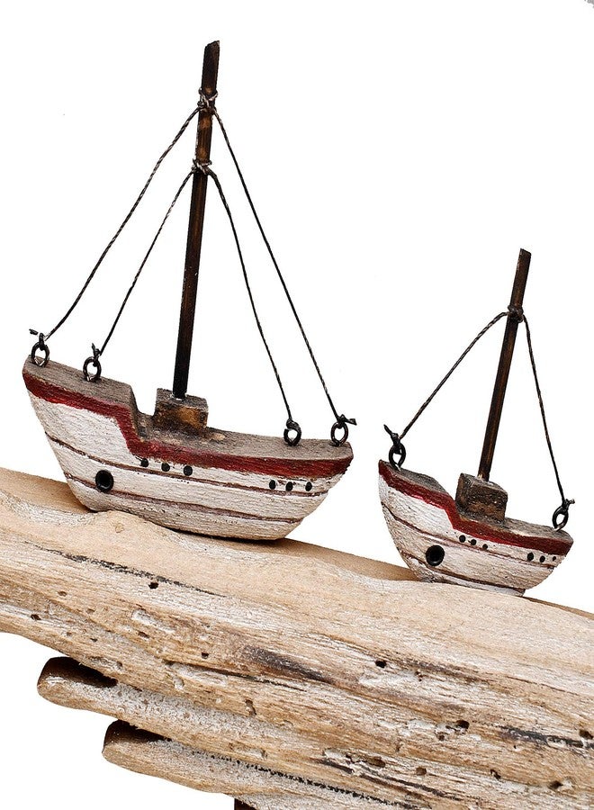Linfevisi Wooden Seagull Sailboat Wall Decor Hanging Nautical Decorations Solid Wood Sea Bird Wall Sculpture Inside Coastal Beach Round Ocean Sea Theme Wall Art for Home Decor Bathroom Set of 2 - Image 3