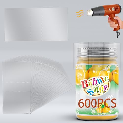 CANWUPON 600Pcs Shrink Wrap for Bottles Bands Jars - Clear Heat Shrink Bottle Seals for Essential Oil Bottle, Dropper Bottle and Test Tube Bottle Cap (Caps Under 3-inch Diameter 4.5 x 1.2 Inch/Fits Bottle) - Image 1