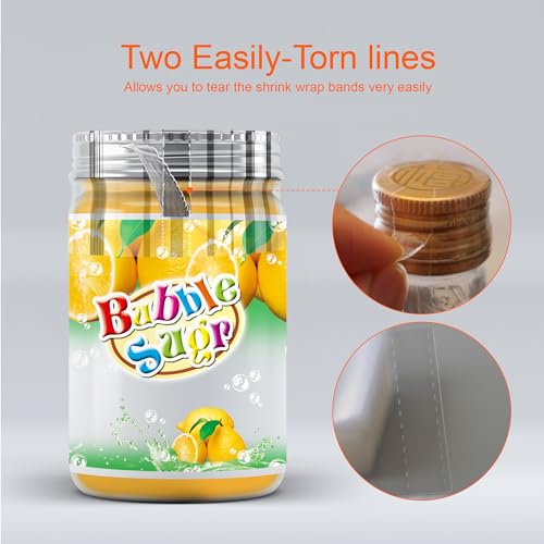 CANWUPON 600Pcs Shrink Wrap for Bottles Bands Jars - Clear Heat Shrink Bottle Seals for Essential Oil Bottle, Dropper Bottle and Test Tube Bottle Cap (Caps Under 3-inch Diameter 4.5 x 1.2 Inch/Fits Bottle) - Image 3