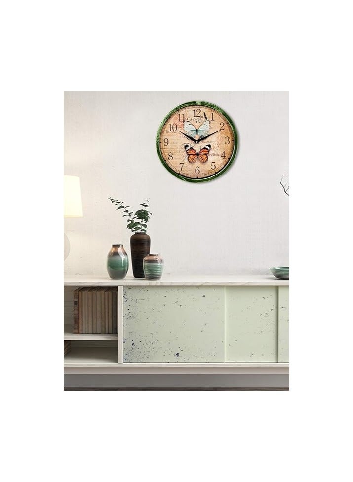Story at Home Story at Home 12-inch Vintage Collection Round Shape Plastic Wall Clock 30 cm x 30 cm x 1.5 cm , Green  - Image 3