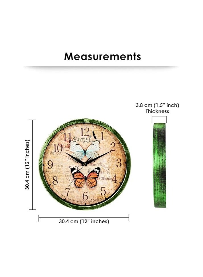 Story at Home Story at Home 12-inch Vintage Collection Round Shape Plastic Wall Clock 30 cm x 30 cm x 1.5 cm , Green  - Image 5