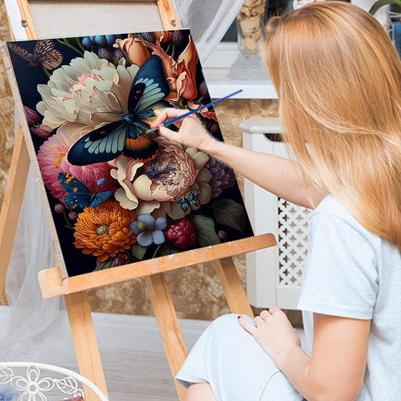 مجموعة الرسم بالأرقام للبالغين من YRQX فراشة، رسم زيتي DIY، سهل الرسم، استمتع بوقت فراغك، هدية وديكور للمنزل، هدية للعائلة والأصدقاء، 40x50 سم - Image 4