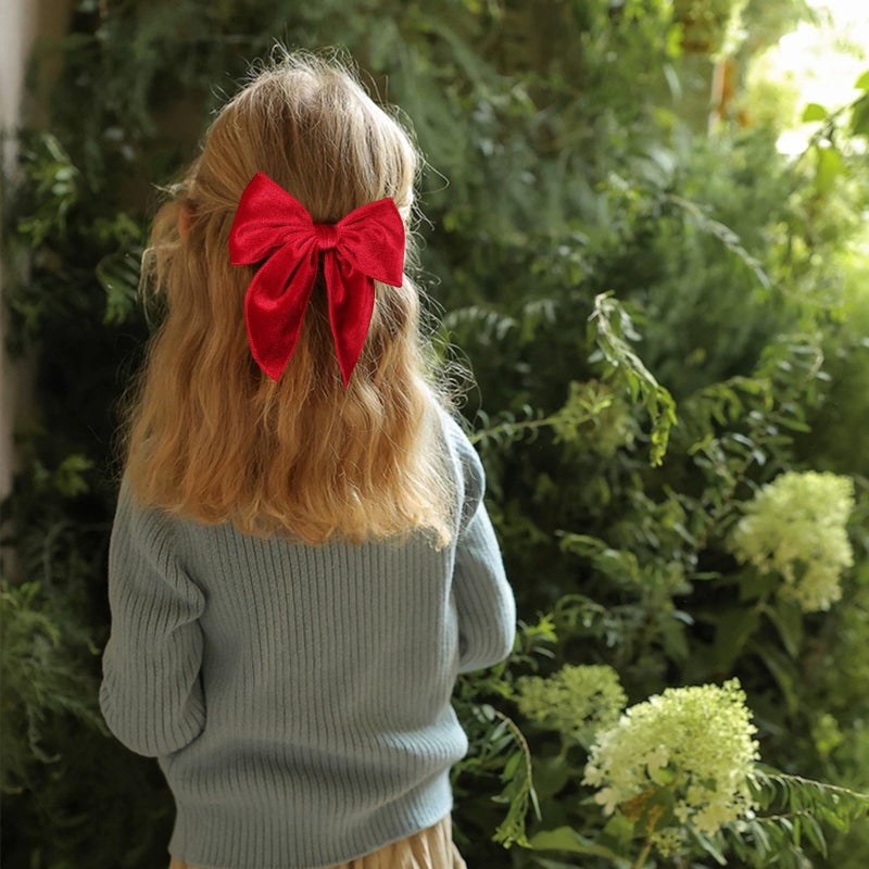 KCHIES 5" Red Christmas Velvet Fable Hair Bows Kids Big Velvet Ribbon Sailor Bow Alligator Clip Cheer Barrettes Hairpins Valentines New Year Gift Accessory for Toddler Teen Baby Girls - Image 4