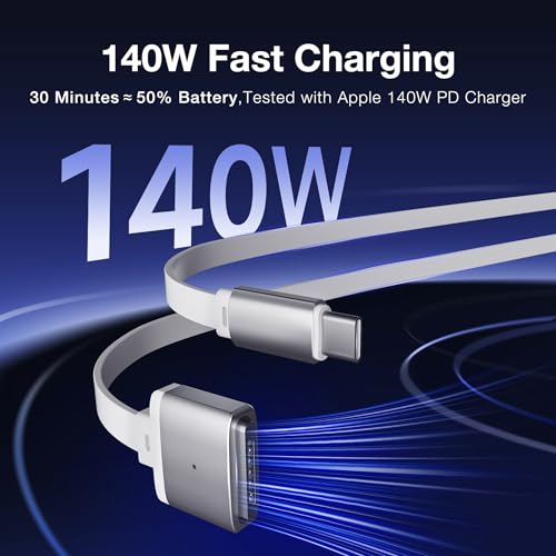 Hugener Magnetic 3 Retractable Cable USB-C 5.4FT for M4/M3/M2 MacBook Air & Pro Charger, 140W Safe 3 Cable for MacBook Air (13"/15" 2025/2024/2023/2022), Pro (16"/14" 2024/2023/2021), Silver - Image 3