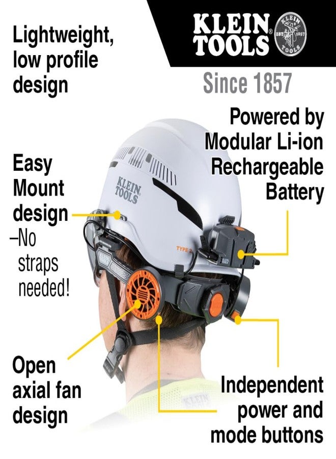 Klein Tools 60523 Dual Cooling Fan for Hard Hats and Safety Helmets, Lightweight, USB-C Rechargeable Fan, Cools Head, Neck, and Face - Image 2