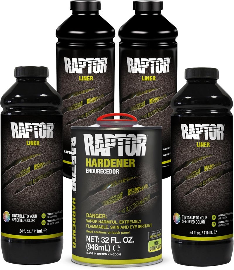 U-POl Raptor Black Urethane Spray-On Truck Bed Liner & Texture Coating, Protective Paint For Tailgates & Trucks, Vehicle Undercoating, 4 Litres - Image 1