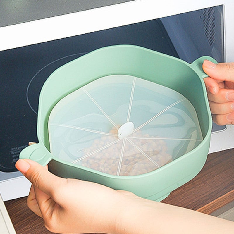 Microwave Popcorn Maker: Cyan Foldable Silicone Bucket - Large Capacity Heat Resistant Popcorn Bowl for Home Travel Snack Storage Serving - Image 1