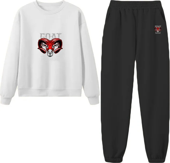 دوغ فش Tracksuit Oversize Goat Printed Tracksuit,lover,couple Combination White