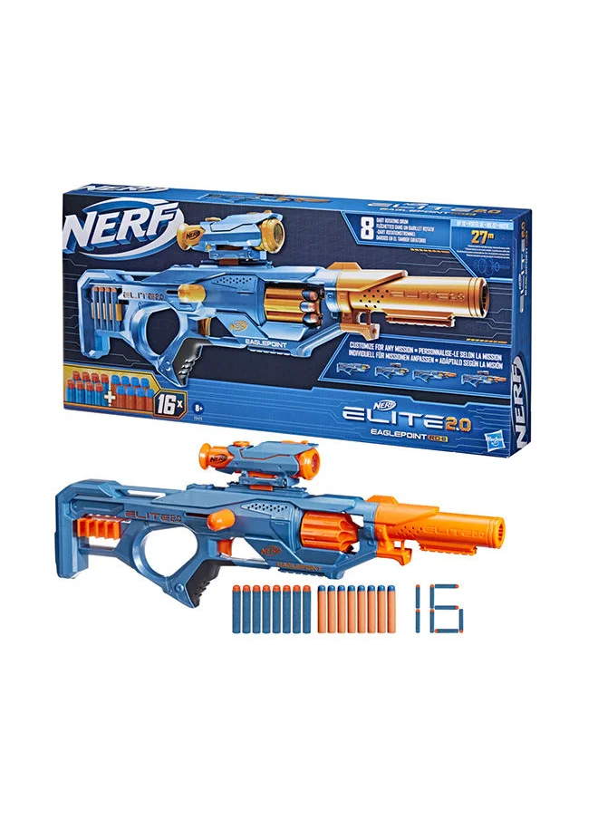 NERF Elite 2.0 Eaglepoint RD-8 Dart Blaster, 8 Dart Drum, Scope &amp; Barrel, 16 Elite Darts, Bolt Action, Outdoor Toys for 8 Year Old Boys &amp; Girls &amp; Up