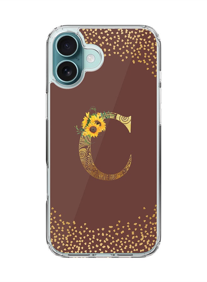 Stylizedd For iPhone 16 Plus Case [Compatible with MagSafe] Slim Magnetic cover Clear Phone Case - Custom Monogram Mandala Floral - C (Brown ) - Image 1
