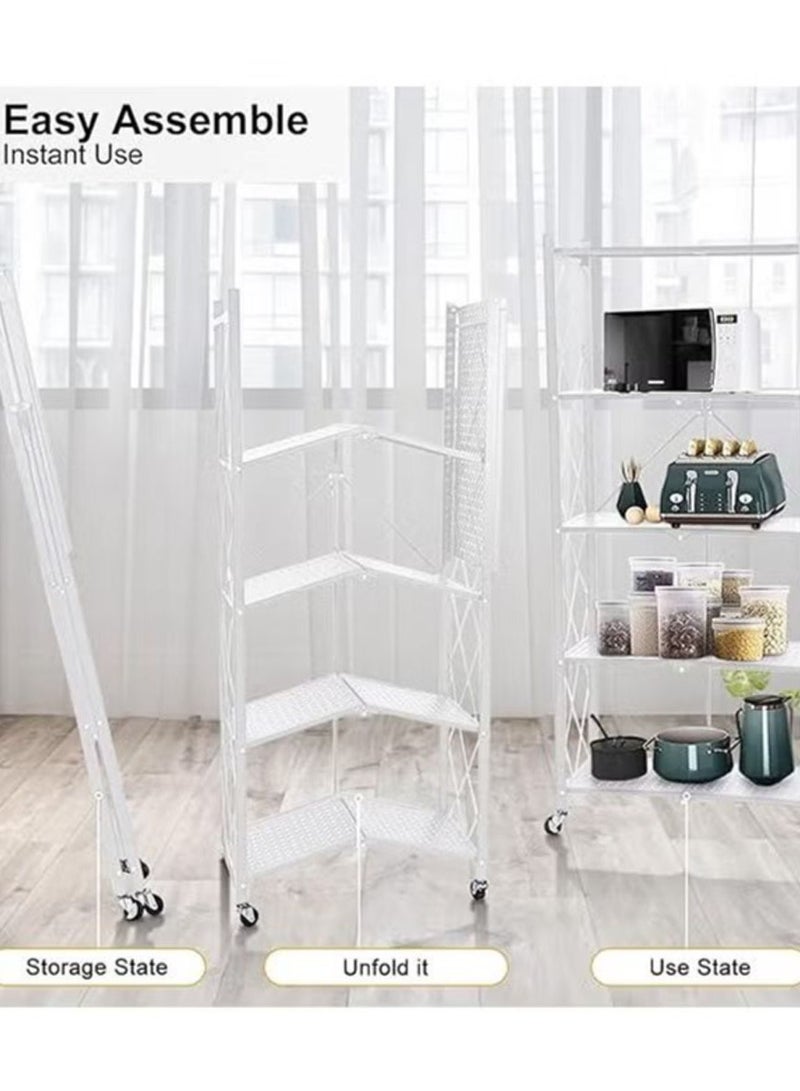 بلومنغ تايم رف تخزين قابل للطي من 5 طبقات مع عجلات ، أبيض - Image 4