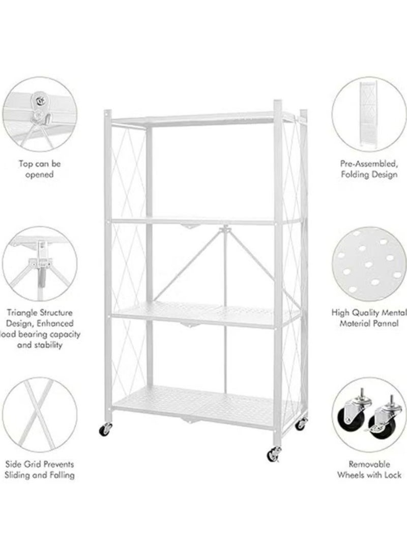 بلومنغ تايم رف تخزين قابل للطي من 5 طبقات مع عجلات ، أبيض - Image 5