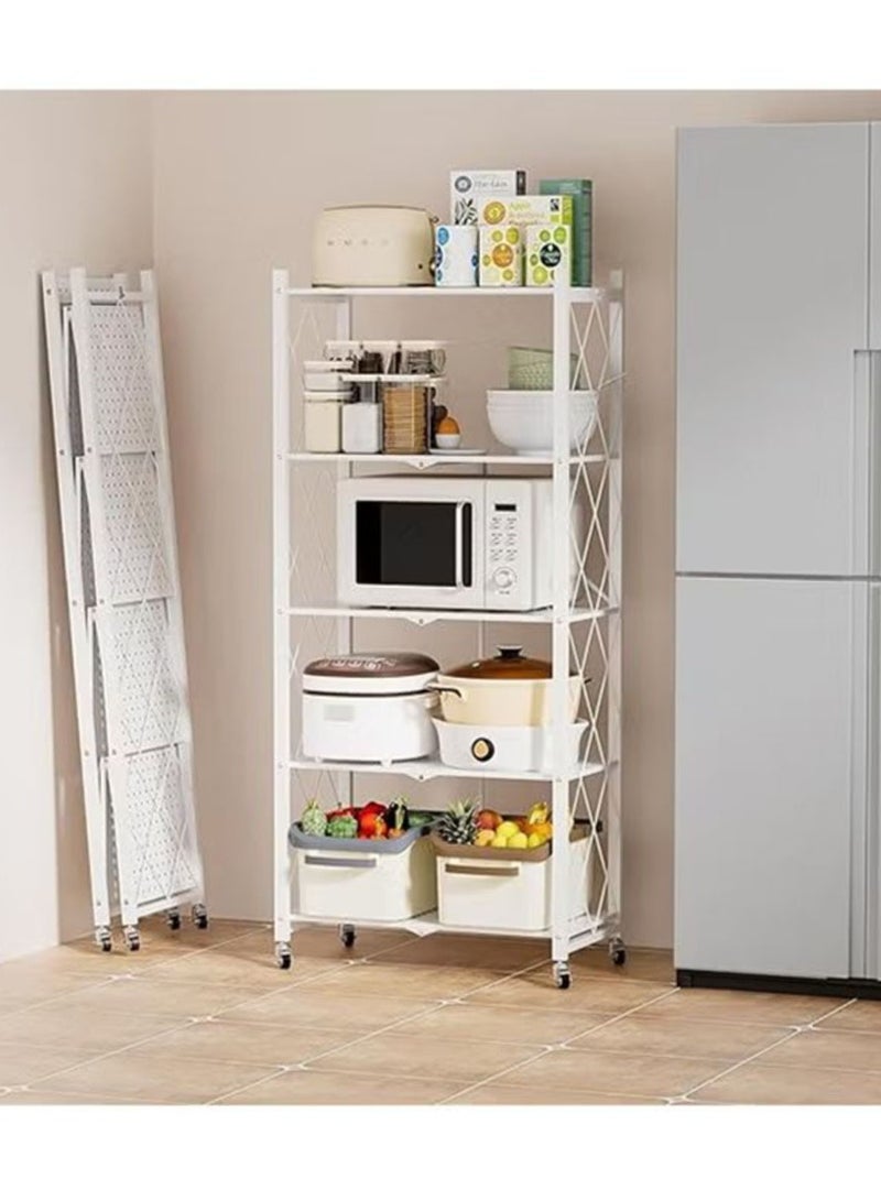 بلومنغ تايم رف تخزين قابل للطي من 5 طبقات مع عجلات ، أبيض - Image 3