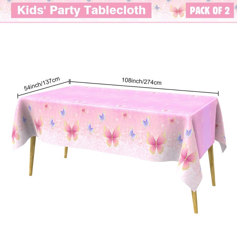 Slergut Butterfly Tablecloth 2 Pack Pastel Plastic Tablecloth Butterfly Table Cloth Disposable Butterflies Table Cover for Butterflies Baby Shower Decoration Spring Theme Birthday Party Supplies 108 x 54 Inch - Image 3