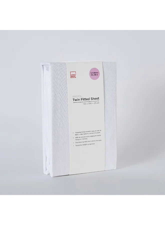 هوم بوكس Bristol Polycotton Twin Fitted Sheet 200 x 25 x 120 cm