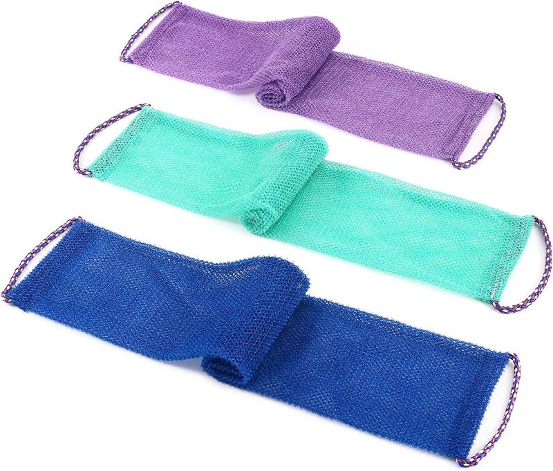 QCWN 3 PCS African Exfoliating NetAfrican Net SpongeExfoliating Body Scrubber Back Scrubber for ShowerExfoliating Washcloth African Net Bath Sponge Exfoliating Net for Men Women Daily Shower Bathing - Image 1