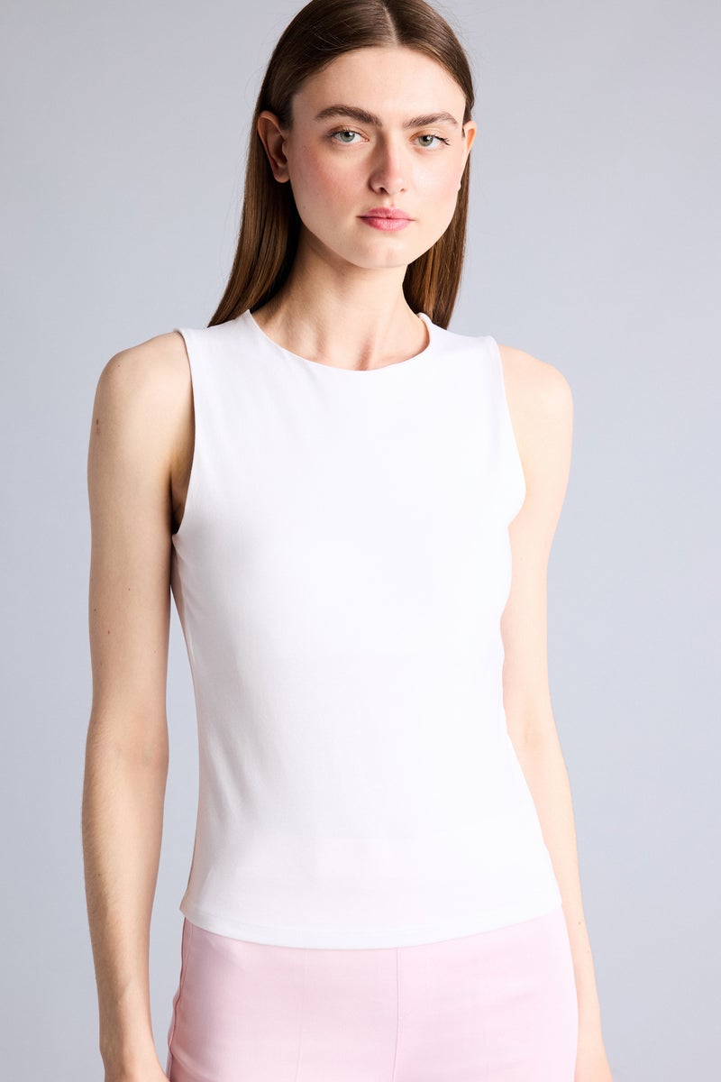 DeFacto White Woman Regular Fit Basic Crew Neck Tank Top Casual - Image 1