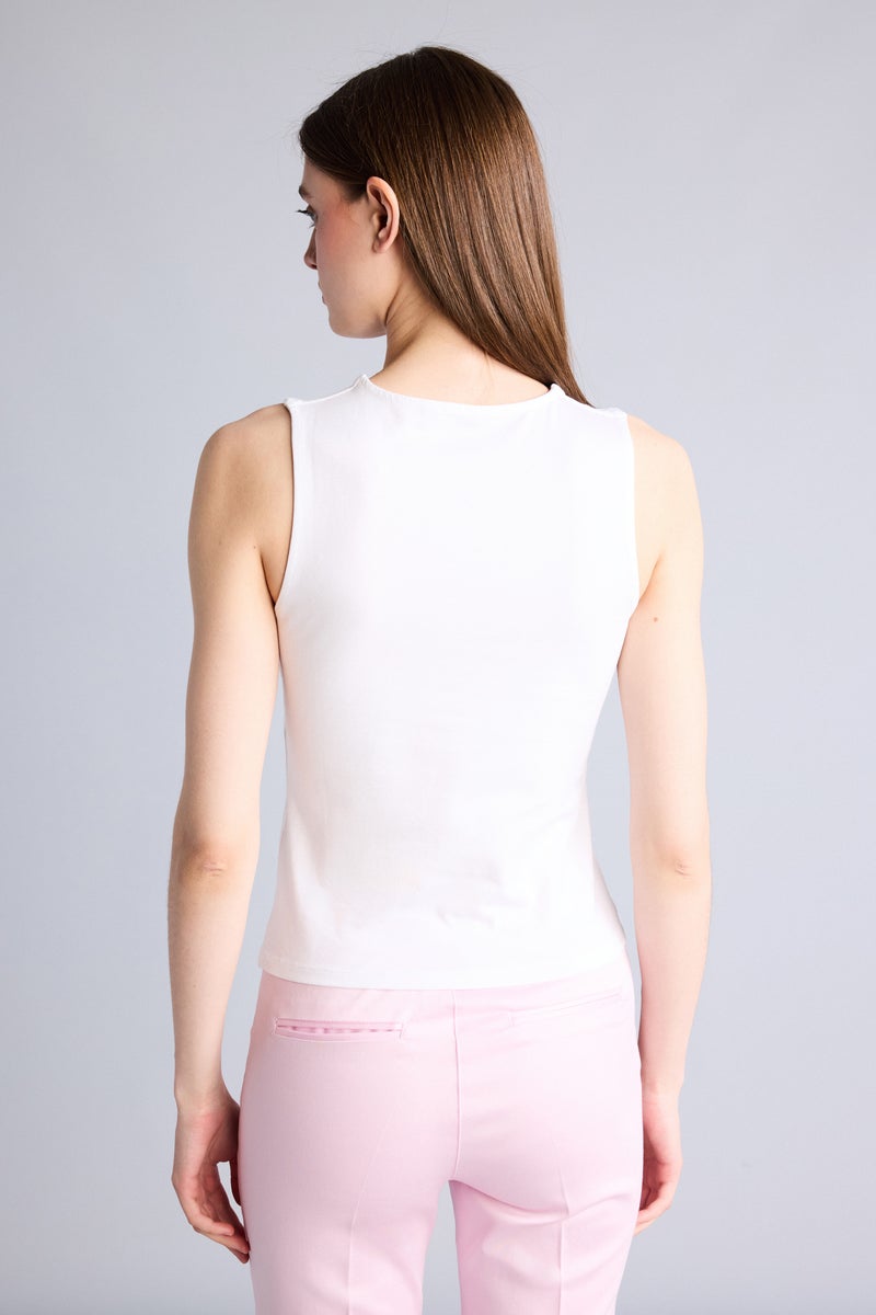 DeFacto White Woman Regular Fit Basic Crew Neck Tank Top Casual - Image 5
