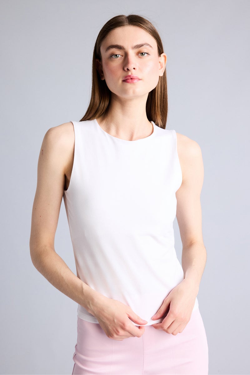 DeFacto White Woman Regular Fit Basic Crew Neck Tank Top Casual - Image 3