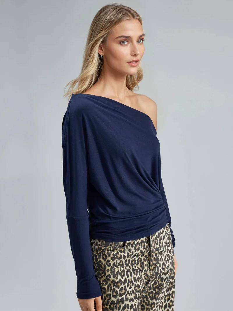 Busem BUSEM Boat Neck Drape Blouse