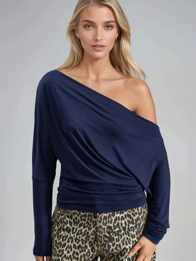 Busem BUSEM Boat Neck Drape Blouse