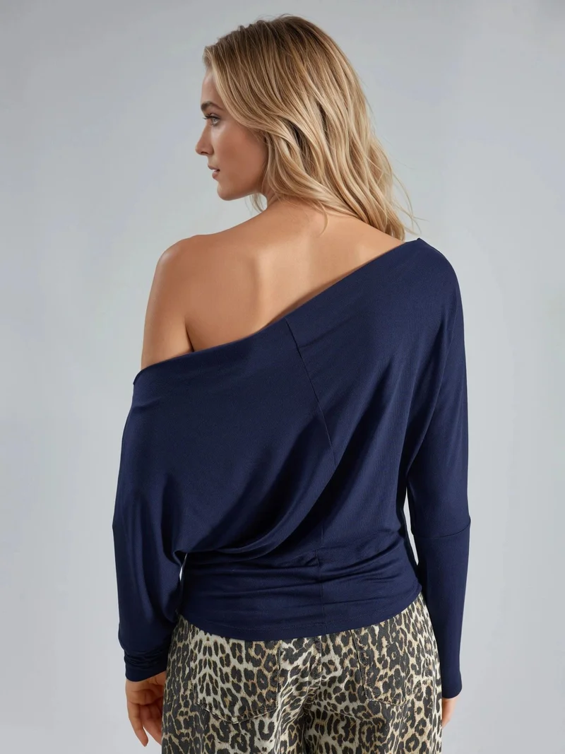 Busem BUSEM Boat Neck Drape Blouse