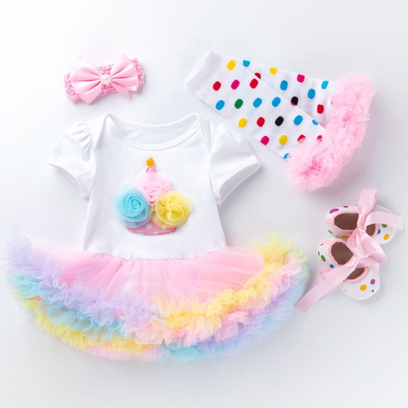 Baby holiday set Amazon wish ebay hot baby dress cartoon letter jumpsuit wholesale Cake 