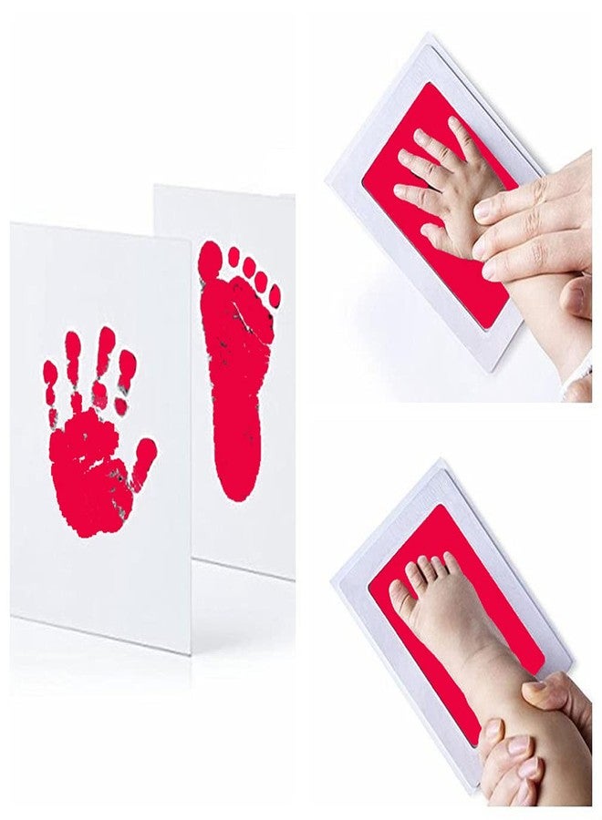 Desi Rang Baby Handprint Footprint Keepsake Kit Preserve Newborn Kid Touch with Ink Pad and Impression Prints Frame to Decorate and Gift for Child First Birthday Foot Hand inkpad Color: Red - Image 1