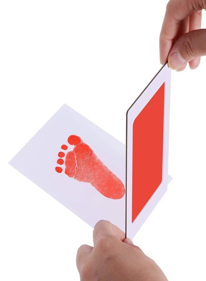 Desi Rang Baby Handprint Footprint Keepsake Kit Preserve Newborn Kid Touch with Ink Pad and Impression Prints Frame to Decorate and Gift for Child First Birthday Foot Hand inkpad Color: Red - Image 2