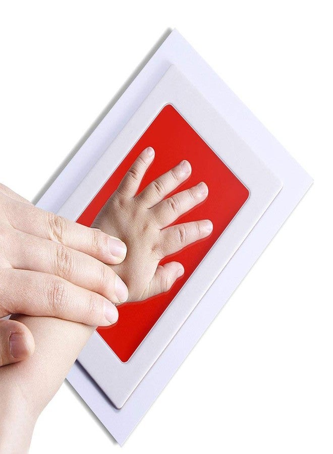 Desi Rang Baby Handprint Footprint Keepsake Kit Preserve Newborn Kid Touch with Ink Pad and Impression Prints Frame to Decorate and Gift for Child First Birthday Foot Hand inkpad Color: Red - Image 5