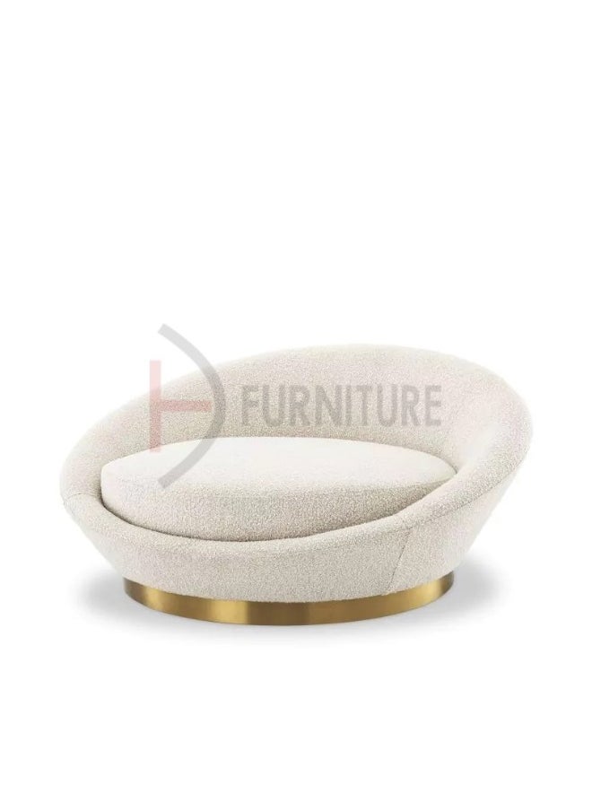 DIVINE FURNITURE Chaise Lounge Ottoman In Boucle Fabric  - Image 4