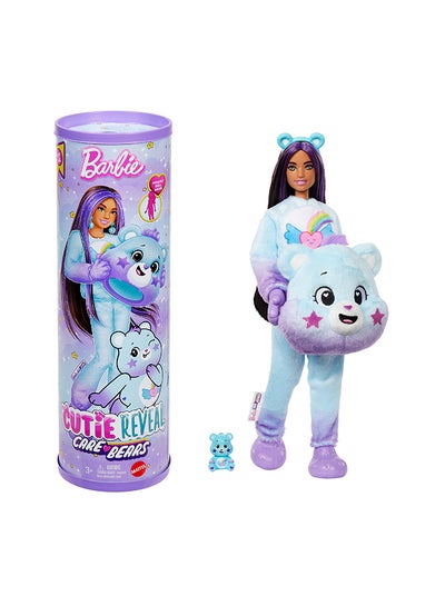 Barbie Cutie Reveal Care Bears Doll & Accessories Series 2 Dream Bright Bear With 10 Surprises Including Color Change &
