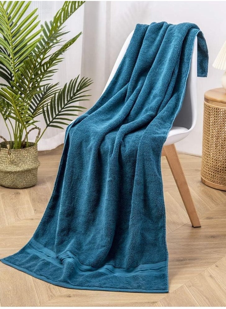 joyzzz - Luxury Bath Towels Set 3 Pack, Towel Set 100% Cotton (1 Large Bath Towel, 1 Hand Towel, 1 Washcloth) Ultra Soft and Highly Absorbent, for Bathroom, Hotel, Spa, Beach and Gym-Blue - Image 1